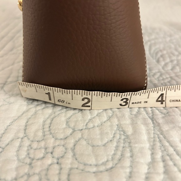 STRATHBERRY Mosaic Nano Leather Top-Handle Handbag Crossbody in Chocolate Brown - Picture 12 of 16